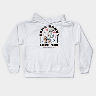 Some Bunny Loves You - Skater Rabbit Affection Tee Kids Hoodie